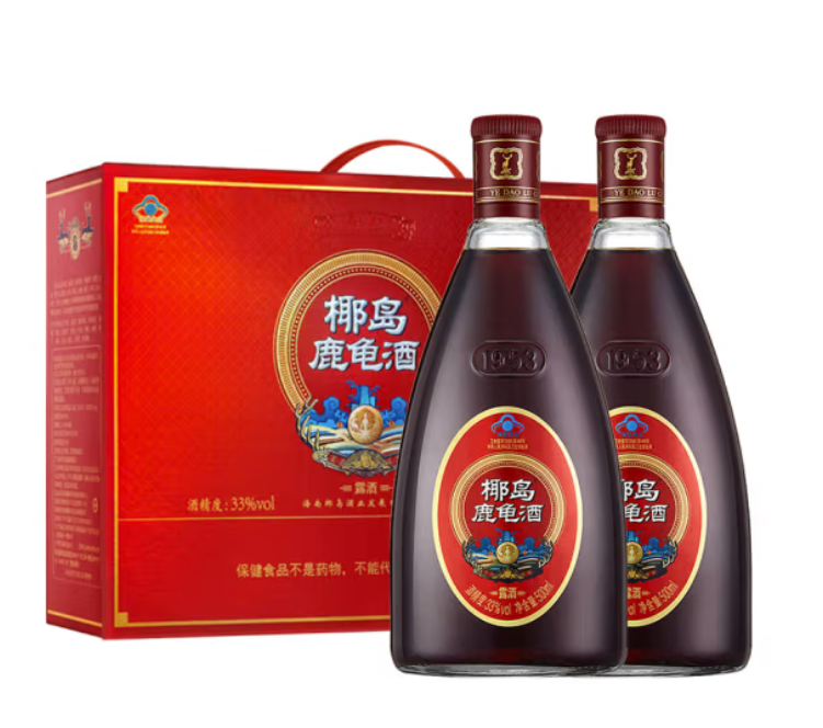 椰岛 鹿龟酒祥福礼盒33度养生酒500ml*2瓶礼盒装 海南老字号保健酒